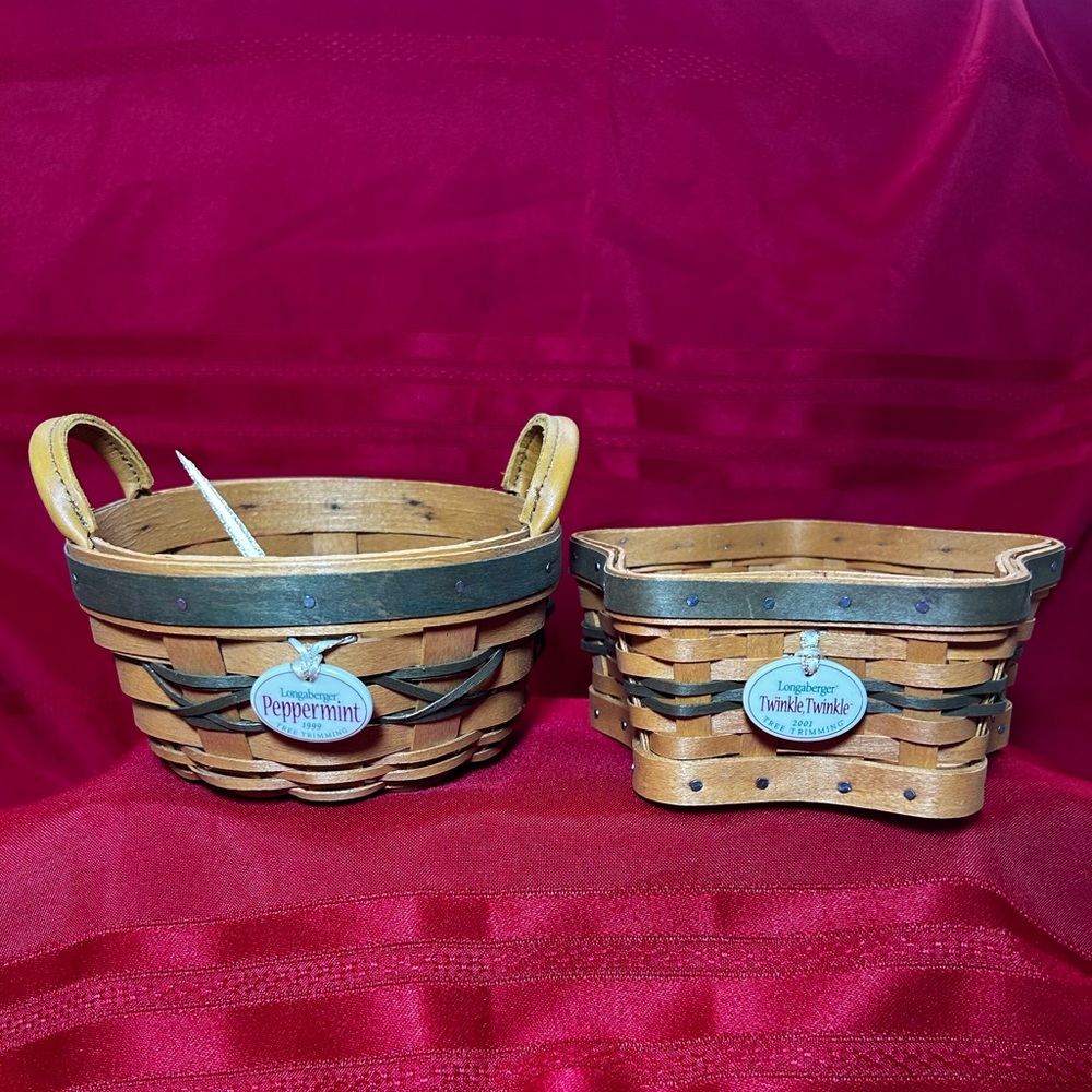 Longaberger Basket Due- Peppermint Basket & Twinkle Twinkle Star Shaped Basket